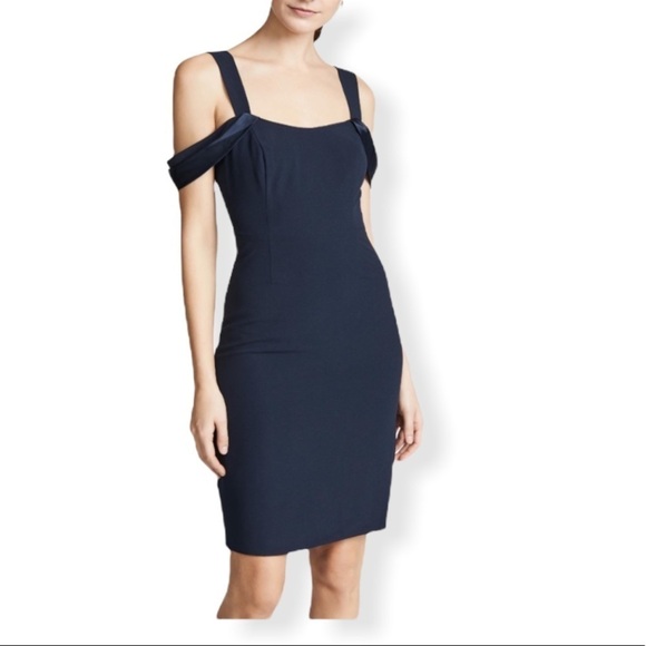 Halston Heritage Slim Crepe Cold-Shoulder Dress - Picture 1 of 1